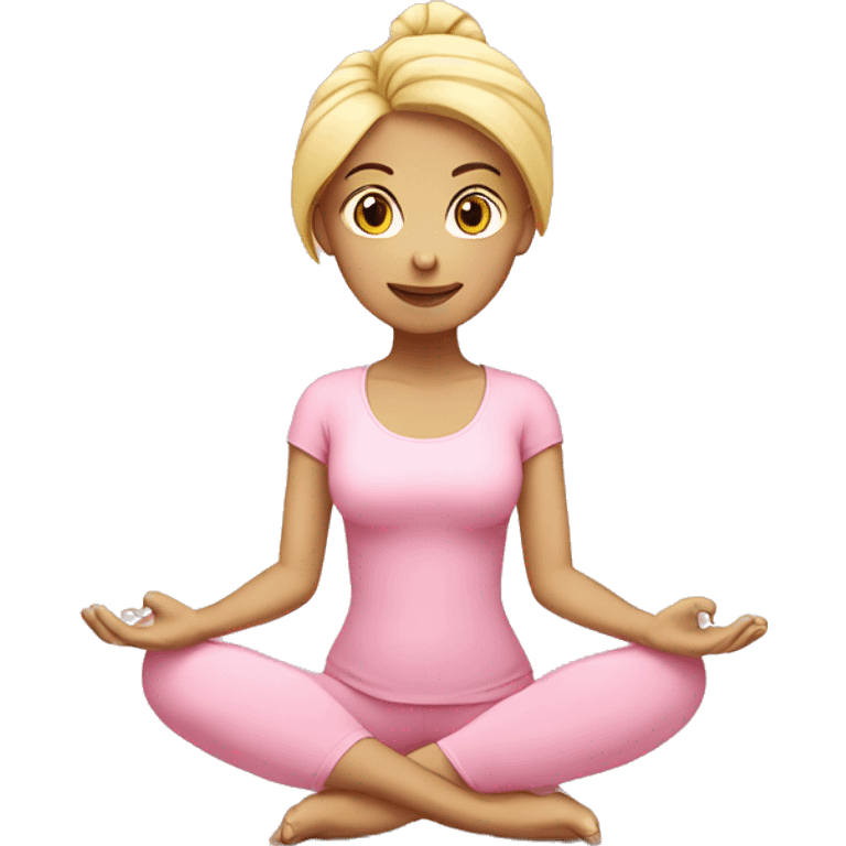 blonde yoga girl light pink clothes n emoji