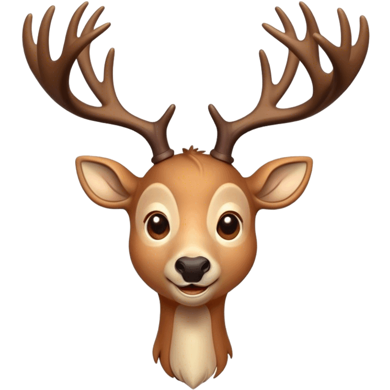 Cinematic Comical Deer Portrait Emoji, Head tilted dramatically with an exaggeratedly amused expression, featuring a sleek dappled coat and whimsically contorted antlers, wide, expressive eyes filled with playful disbelief, Simplified yet hilariously expressive features, highly detailed, glowing with a slightly sassy glow, high shine, dramatic yet playful, stylized with an air of cheeky woodland mischief, bright and endearing, soft glowing outline, capturing the essence of a spirited and over-the-top deer, so meme-worthy it feels like it could side-eye its way into forest folklore instantly! emoji