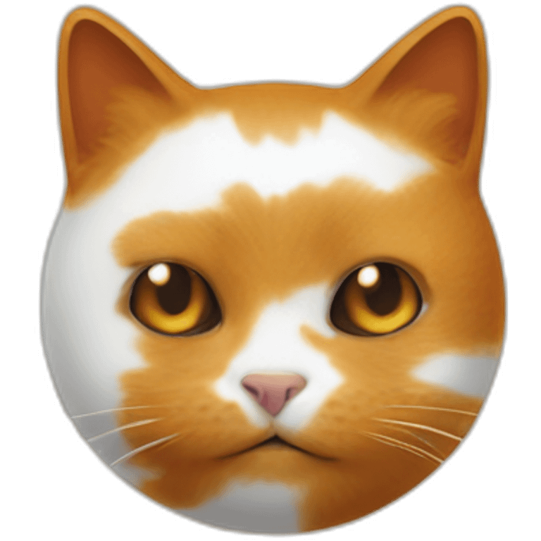 Un chat roux et blanc avec une tâche noir su chaque œil emoji