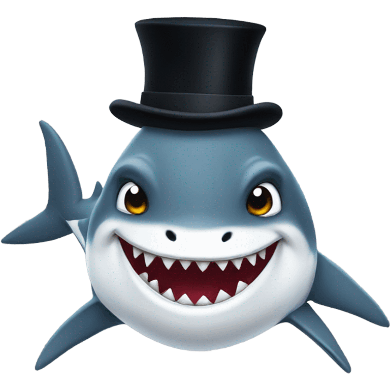 Shark with a top hat emoji