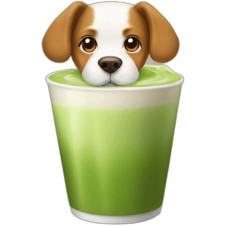 matcha latte drinking dog emoji