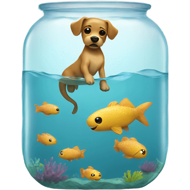 Dog mermaid swimming in a tank emoji