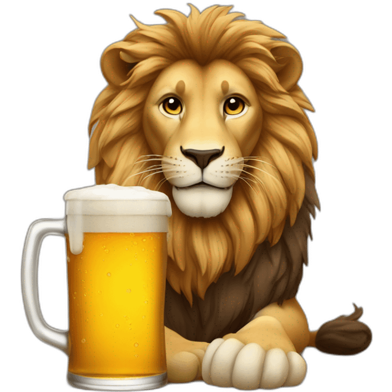 Lion avec une bière emoji