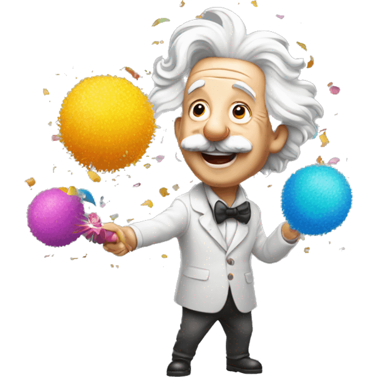 happy albert einstein shooting colorful confetti popper emoji