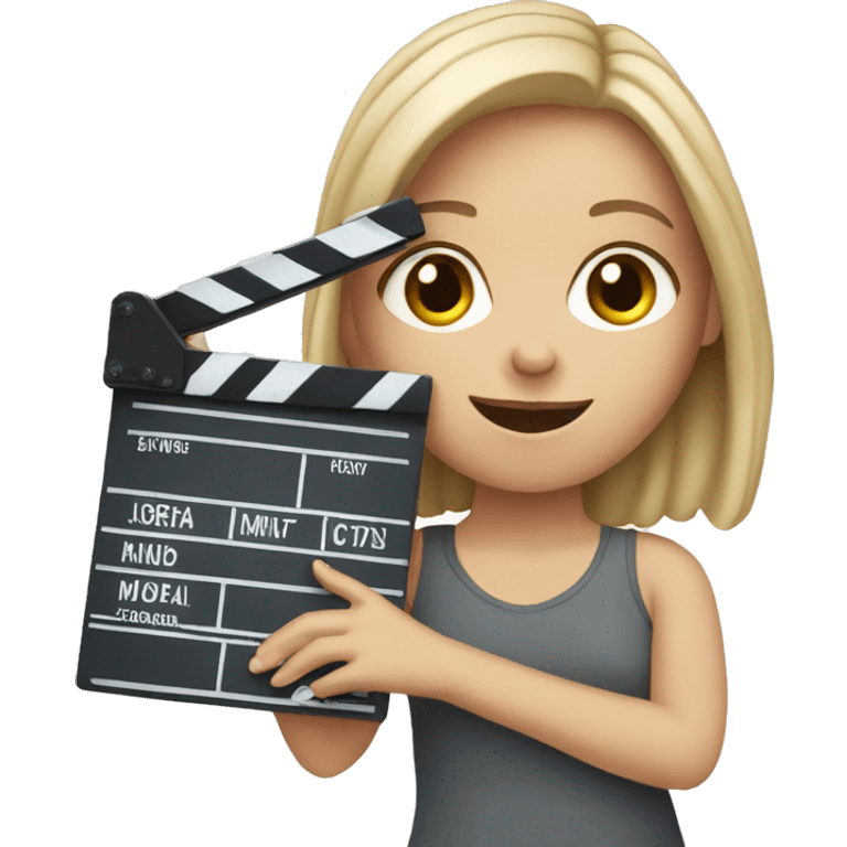 White girl holding a film slate emoji