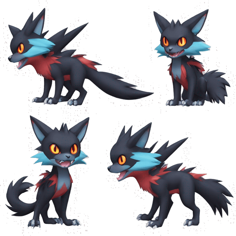  Kawaii Edgy Cool Beautiful Nargacuga-Noivern-Torracat-Litten-Zorua-Zoroark-Fakemon-fusion full body emoji