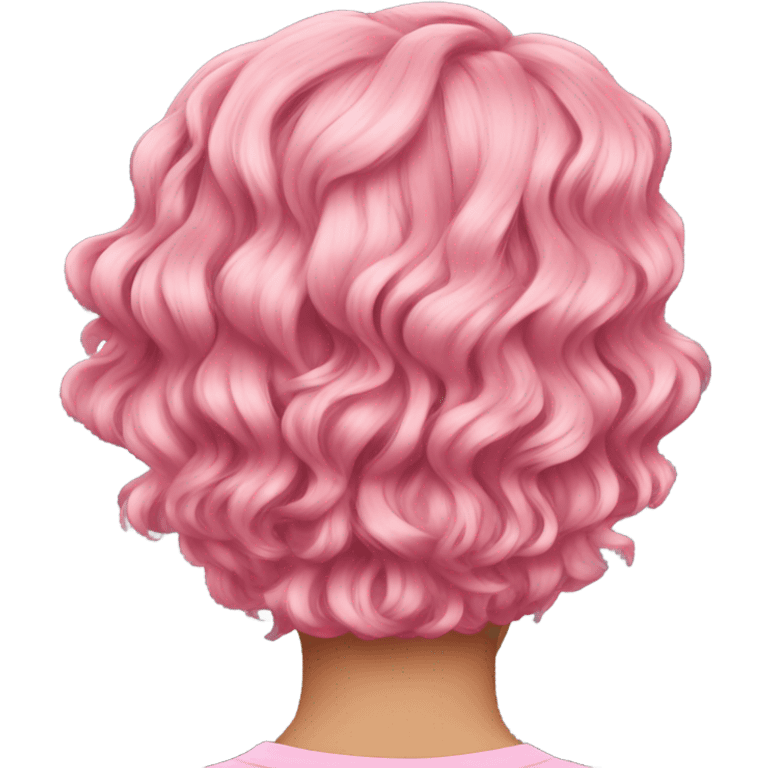 Pink wavy short hair rear view emoji