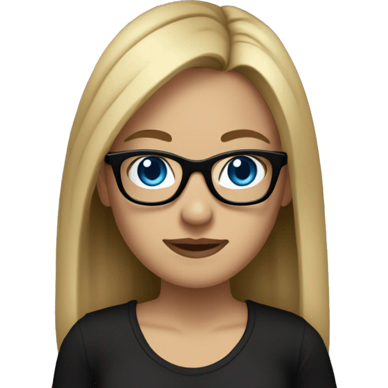 girl with straight dirty blonde hair and blue eyes wearing black glasses. she also wear a black tanktop  emoji