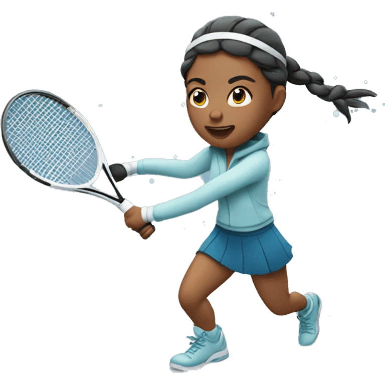 Girl playing tennis in the snow emoji