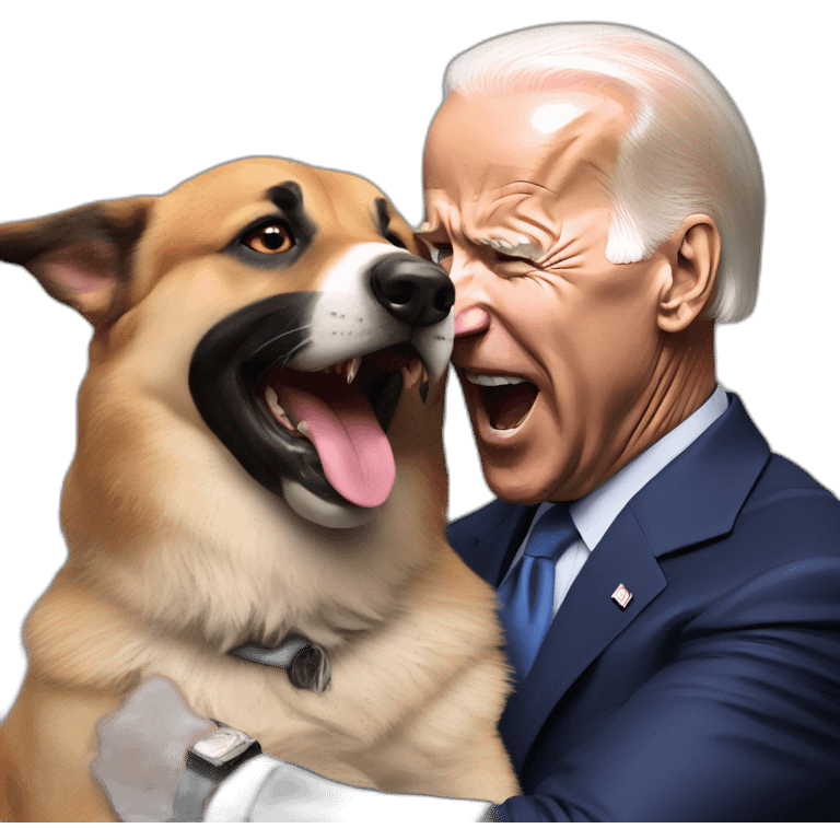 Joe biden being bit by german sheppard emoji