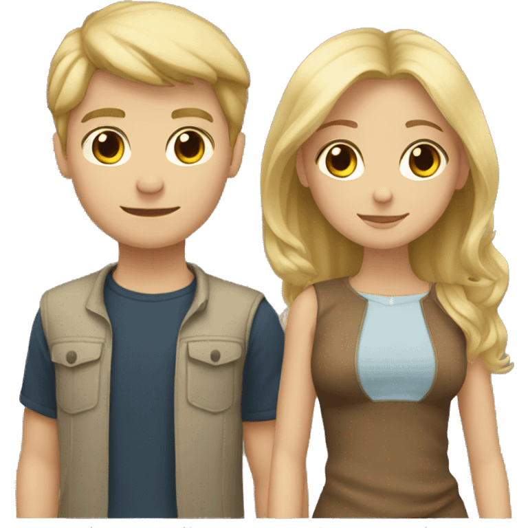 Blond boy and brunette girl emoji