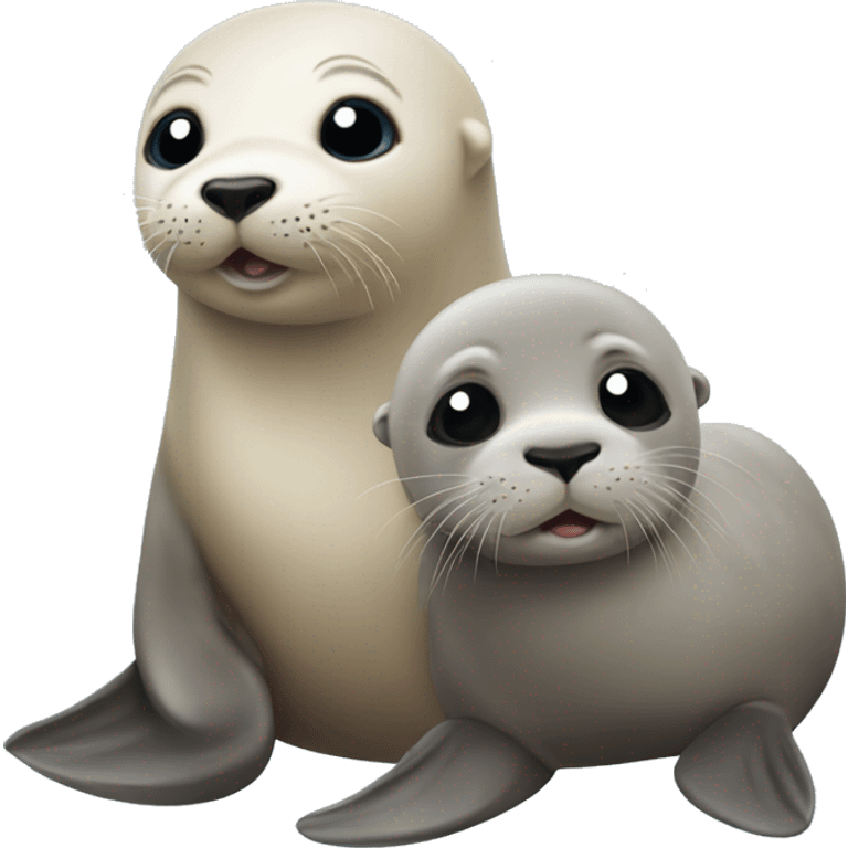 baby seal with baby otter emoji