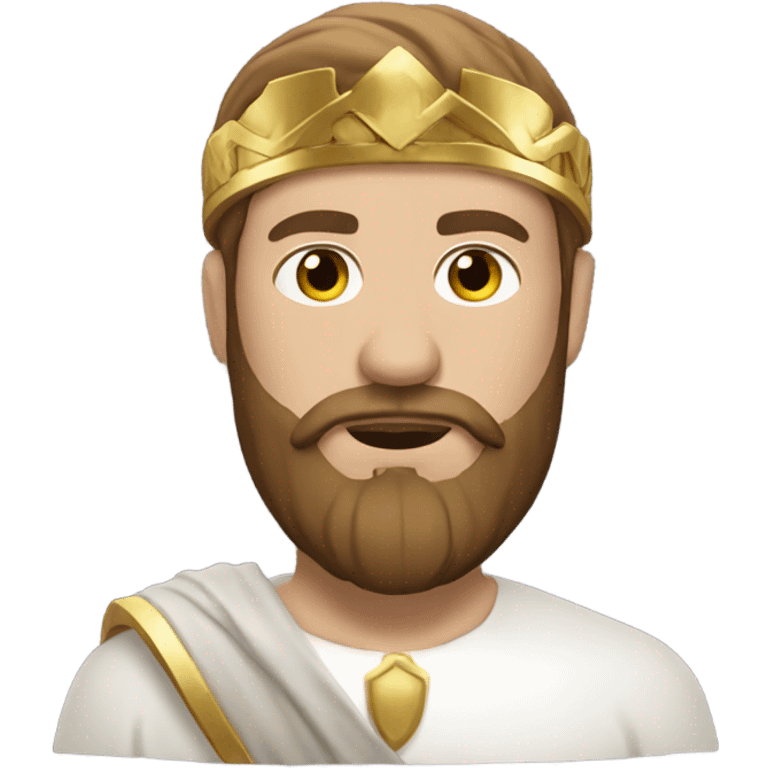 a bearded man, wearing a white tunic, with a golden circle on top of his head emoji