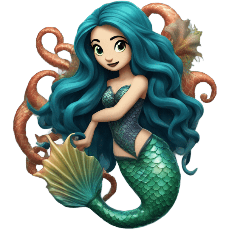 Evil siren mermaid detailed  emoji