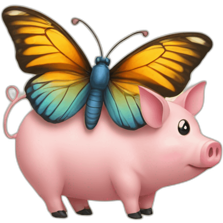 Butterfly on a pig emoji