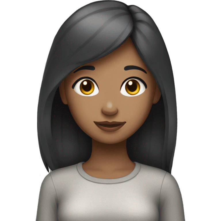 Black hair girl with gray tabby cat emoji