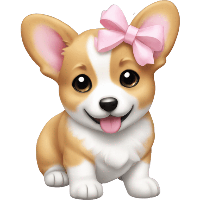 Baby corgi with light pink bow emoji