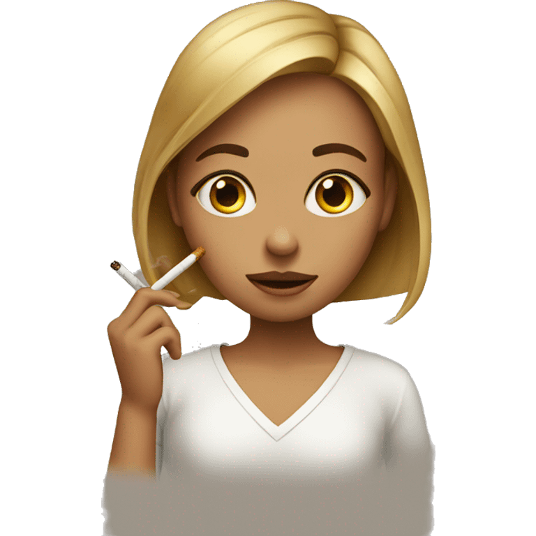 Girl rolling eyes with cigarette emoji