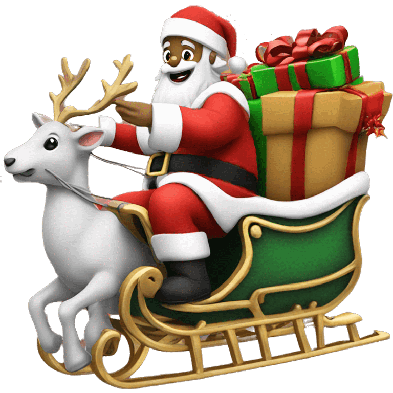 Santa Claus with a present on a sleigh emoji