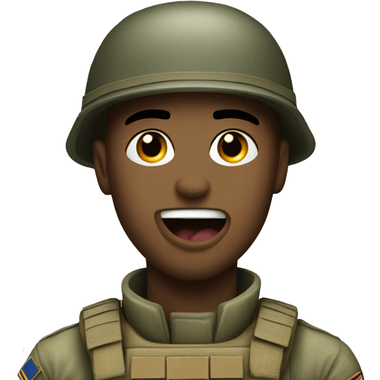 soldier shows his tongue emoji