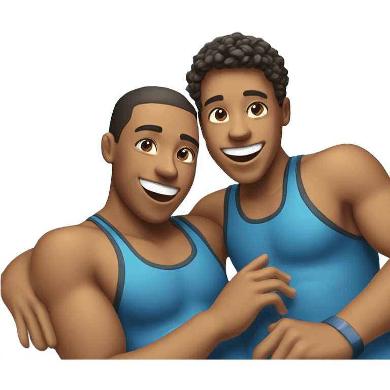 two teenagers in swimming pool  emoji