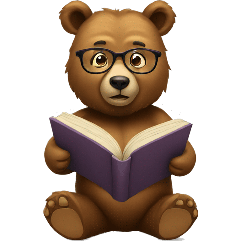 bear wearing glasses reading a book  emoji