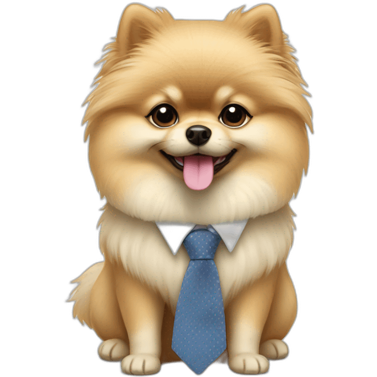 light cream pomeranian wearing a tie emoji