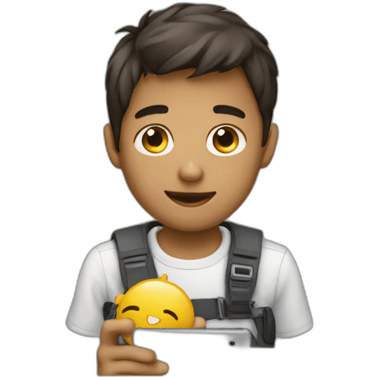 Boy emoji with phone with pc  emoji