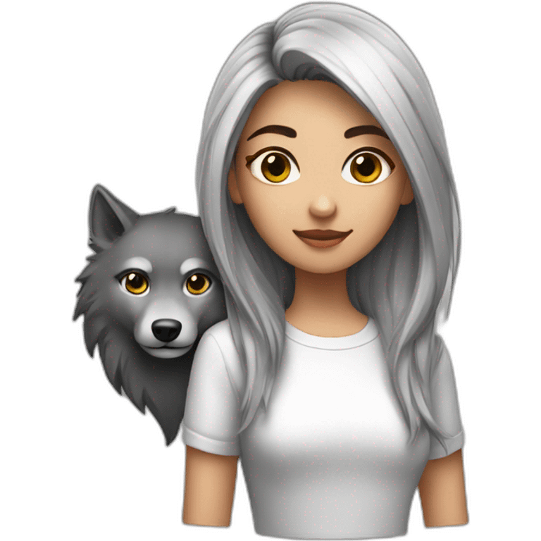 A girl with a wolfcut emoji