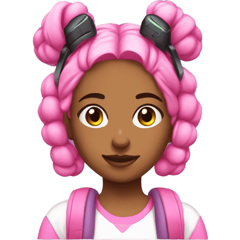 Girly video gamer with pink space buns emoji