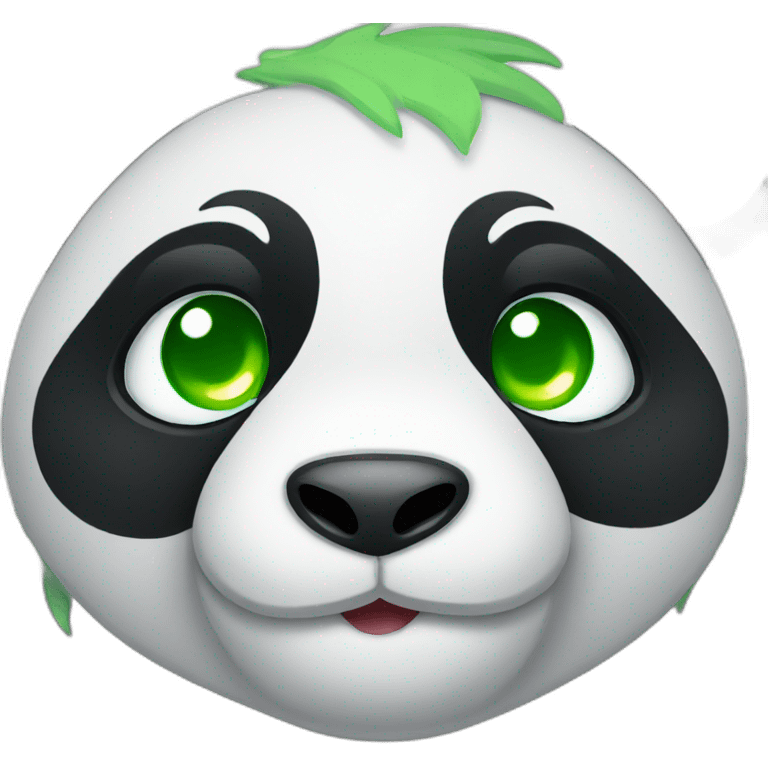 Panda with green eyes emoji