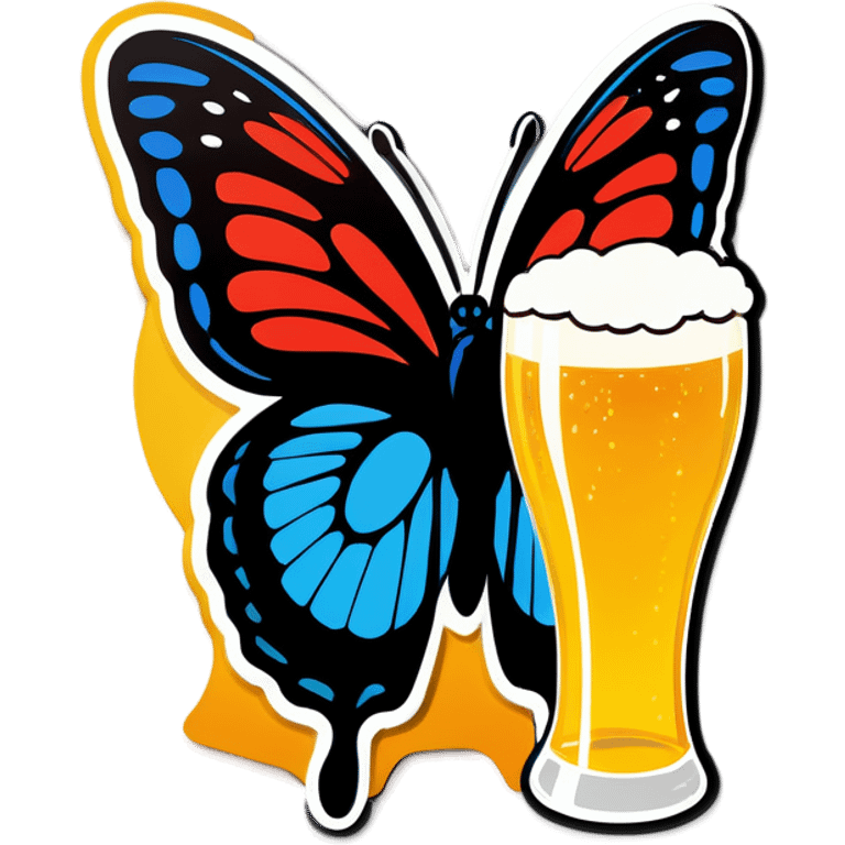 Butterfly drinking beer emoji