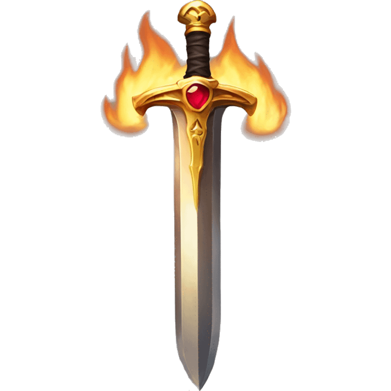 Flaming gold sword with ruby hilt  emoji