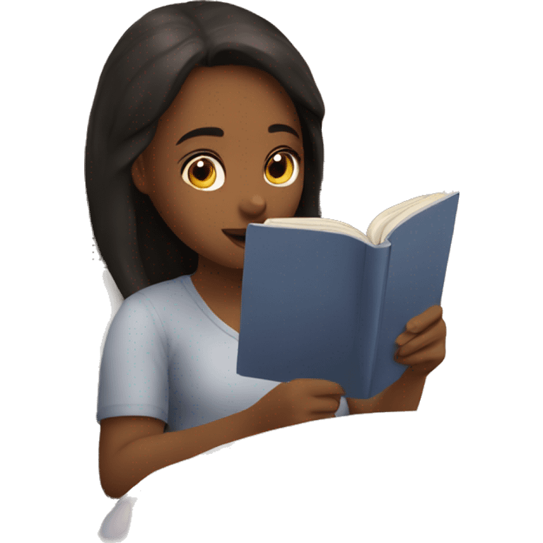 Girl Reading in bed with 2 cats  emoji