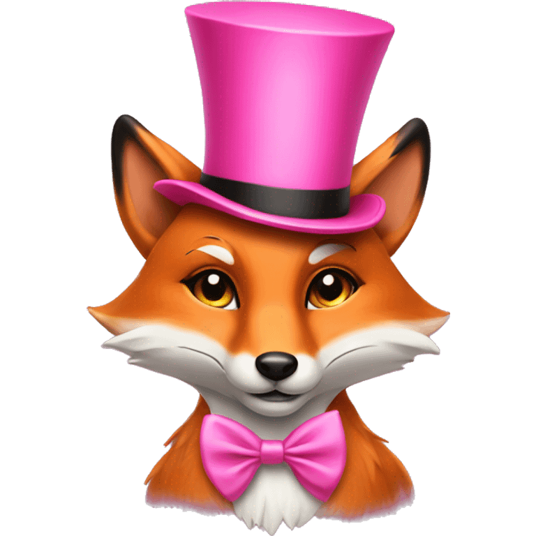 fox with a pink bow and a top hat  emoji