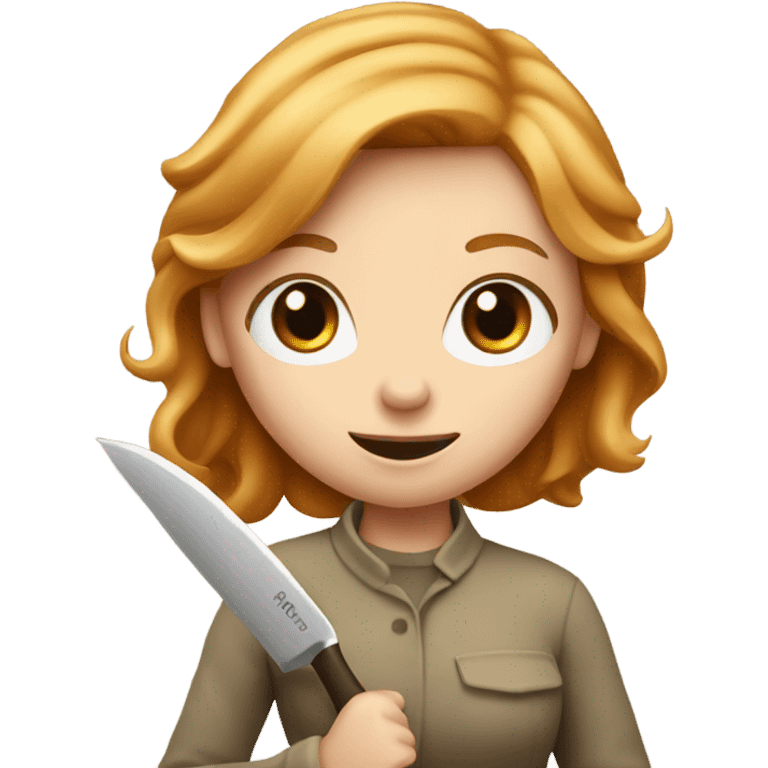 Strawberry blonde girl holding a knife emoji