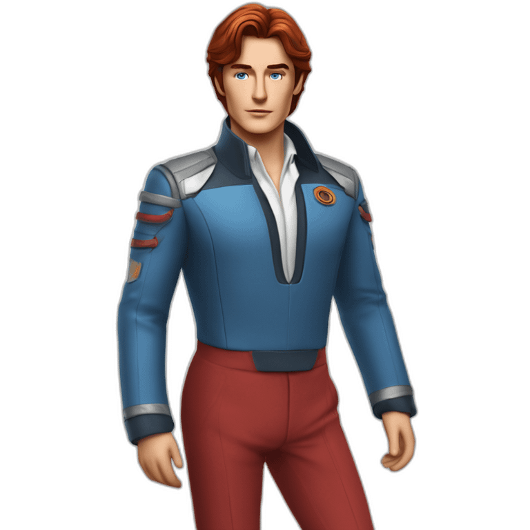 Alain delon exotic space outfit blue eyes red hair full body emoji