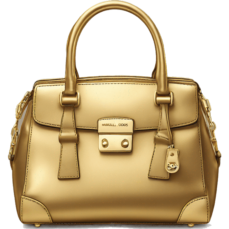 Realistic gold designer Michael kors satchel purse. emoji