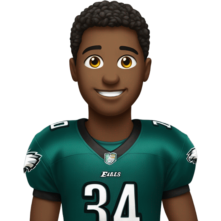 boys having fun indoors in eagles jerseys emoji