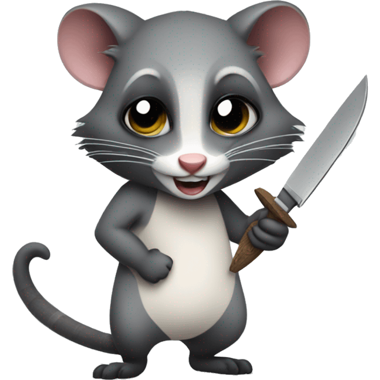 A possum holding a knife emoji