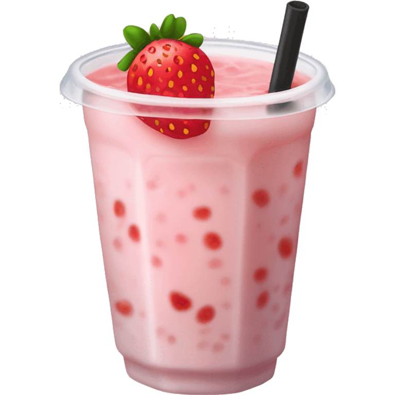 Strawberry milk tea with lychee boba emoji