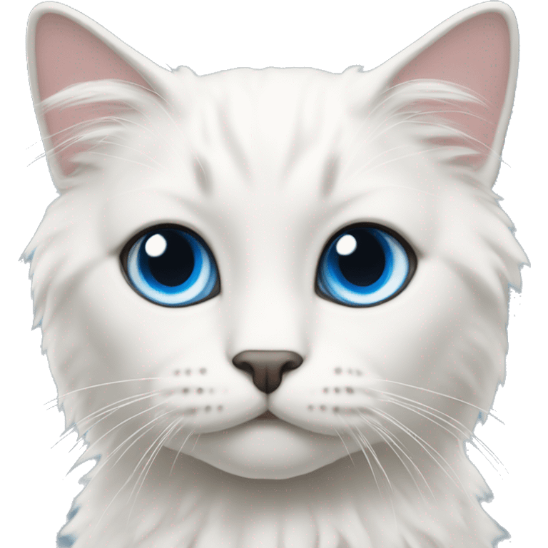 White rag doll cat with blue eyes emoji