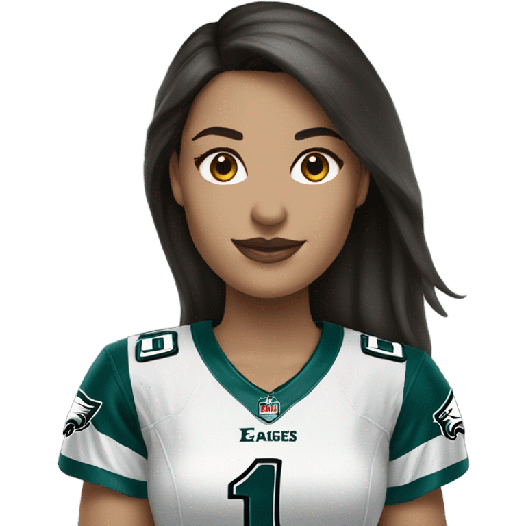  White female brunette wearing Philadelphia Eagles jersey emoji