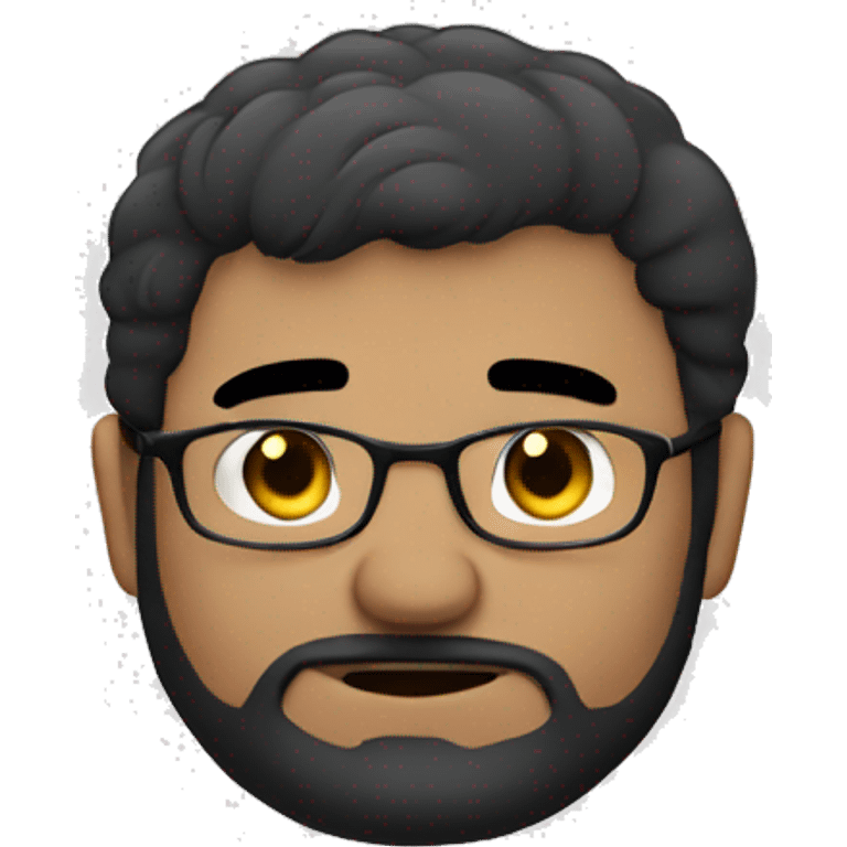 Bearded chubby guy, black haired with glasses emoji