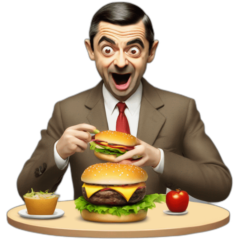 Mr Bean comiendo hamburguesa  emoji