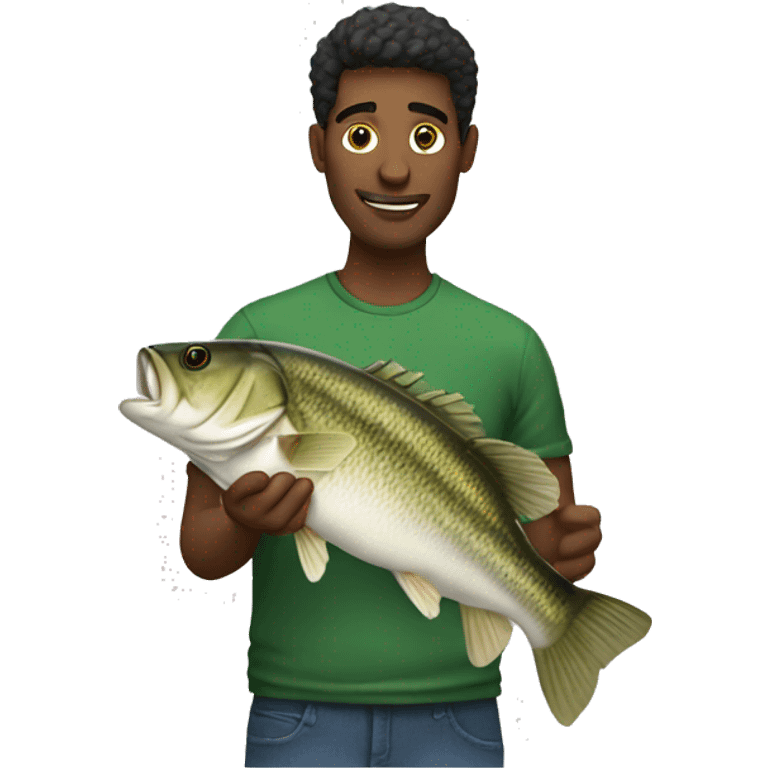 Guy holding 10 pound bass emoji