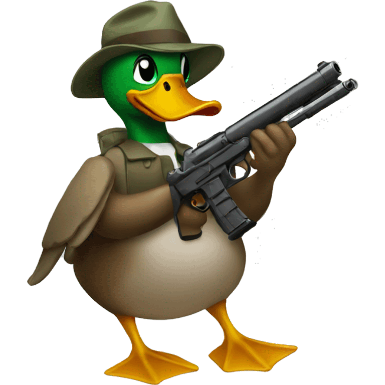 Duck holding a gun emoji