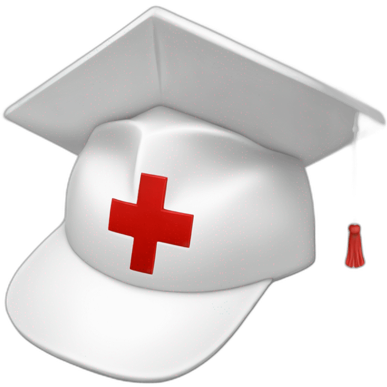 White Student cap with red medical cross  emoji