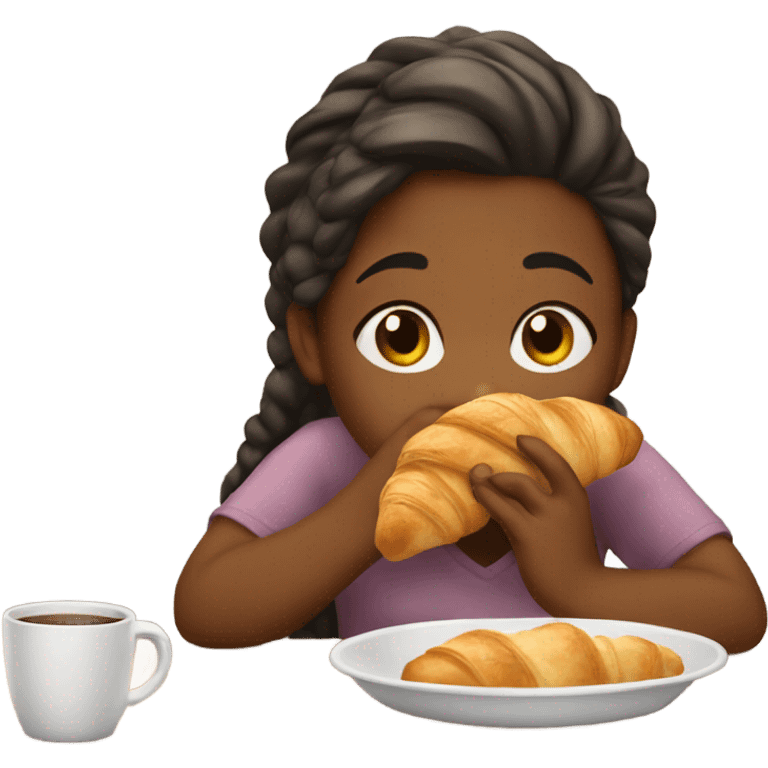 Girl eating croissant emoji