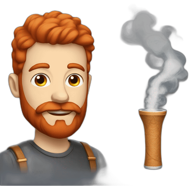 Man with short red head a small beard smoke hookah emoji